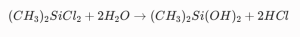 Hydrolysis of dimethyldichlorosilane