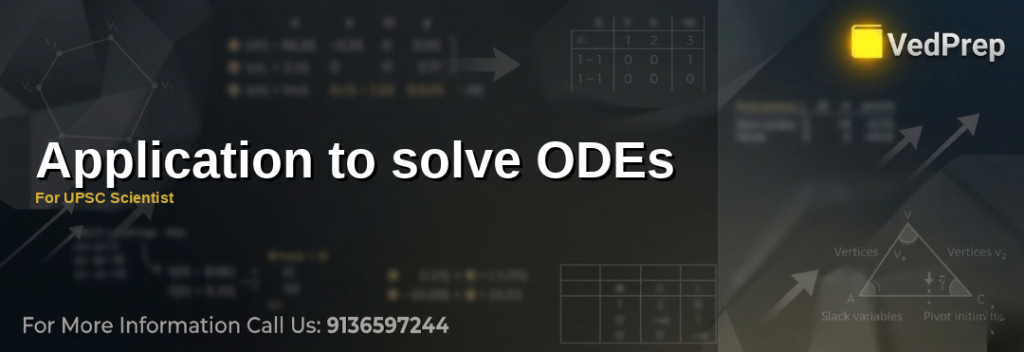 A scientist analyzing differential equations on a digital tablet with graphs and formulas for solving ODEs for UPSC Scientist exams