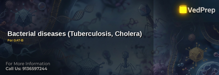 A microscopic view of Mycobacterium tuberculosis and Vibrio cholerae bacteria under high magnification, illustrating tuberculosis and cholera pathogens for GAT-B exam preparation