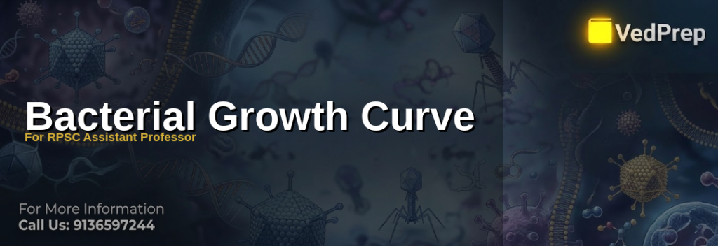 A detailed graph illustrating the four phases of bacterial growth curve with labeled lag, exponential, stationary, and death phases