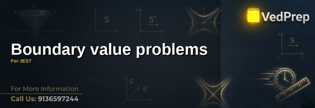 A detailed diagram illustrating the solution process of boundary value problems for JEST with key equations and boundary conditions