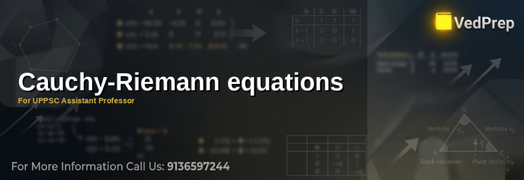 Mathematical illustration of Cauchy-Riemann equations showing partial derivatives for complex functions