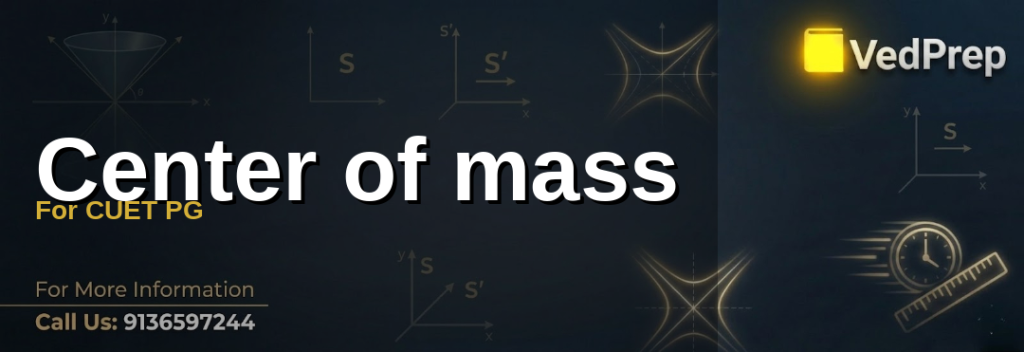 A detailed diagram illustrating the center of mass for cuet pg with labeled coordinates and mass distribution