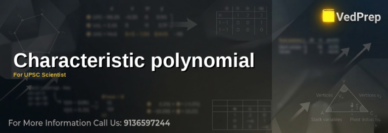 A detailed infographic explaining the characteristic polynomial for UPSC Scientist B exams with matrix examples and eigenvalue solutions