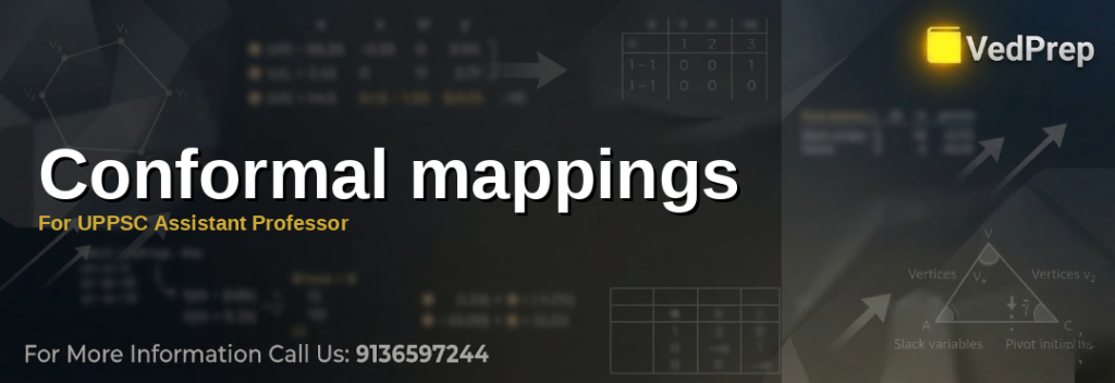 Diagram showing conformal mappings transforming complex domains while preserving angles and shapes