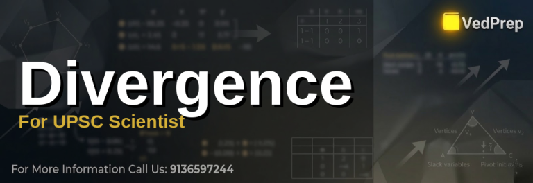 A detailed diagram illustrating divergence in vector calculus for UPSC Scientist exam preparation