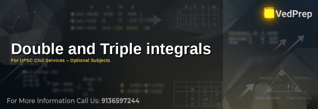 A detailed diagram showing double and triple integrals with coordinate transformations for UPSC preparation