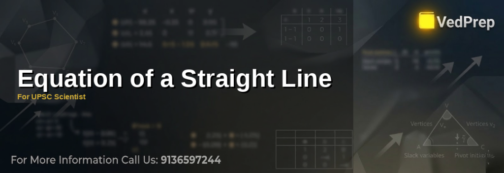 A detailed diagram illustrating the straight line equation with slope and intercepts for UPSC Scientist preparation