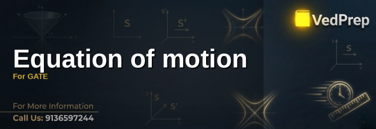 A detailed diagram illustrating the equation of motion for GATE with labeled vectors for velocity, acceleration, and displacement