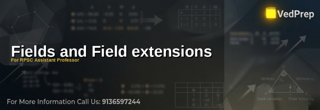 A visual representation of abstract algebra concepts including fields and field extensions for RPSC exam preparation
