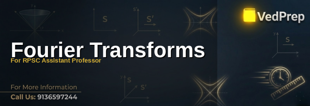 A detailed infographic explaining Fourier Transforms For RPSC Assistant Professor with mathematical formulas and real-world applications