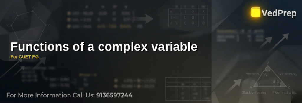 A detailed diagram illustrating the fundamental concepts of functions of a complex variable for CUET PG preparation