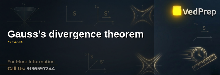 Diagram illustrating Gauss’s divergence theorem with a vector field and closed surface for GATE preparation