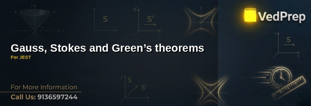 A visual representation of Gauss Stokes theorems illustrating vector fields and surface integrals for JEST preparation