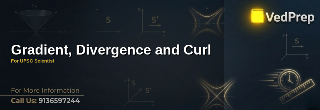 A visual representation of gradient divergence and curl in vector calculus for UPSC Scientist preparation