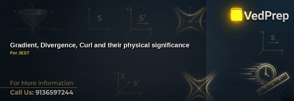 Gradient Divergence Curl operators in vector calculus with physical significance for JEST and IIT JAM exams