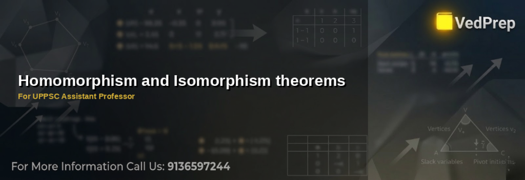 A detailed diagram illustrating homomorphism theorems in group theory for UPPSC Assistant Professor preparation