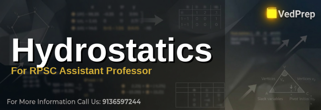 A detailed diagram illustrating hydrostatics principles with pressure distribution in fluids at rest