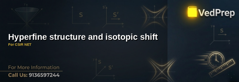 Hyperfine structure and isotopic shift diagram showing spectral line splitting and isotope effects for CSIR NET preparation