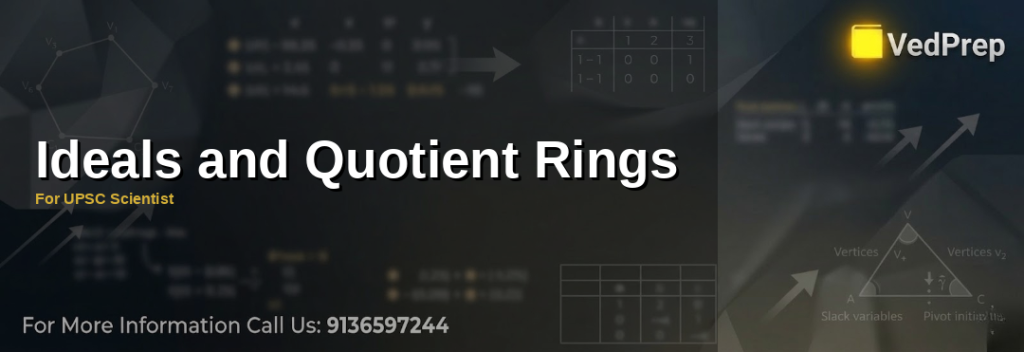 A detailed diagram illustrating ideals and quotient rings in ring theory for UPSC Scientist preparation