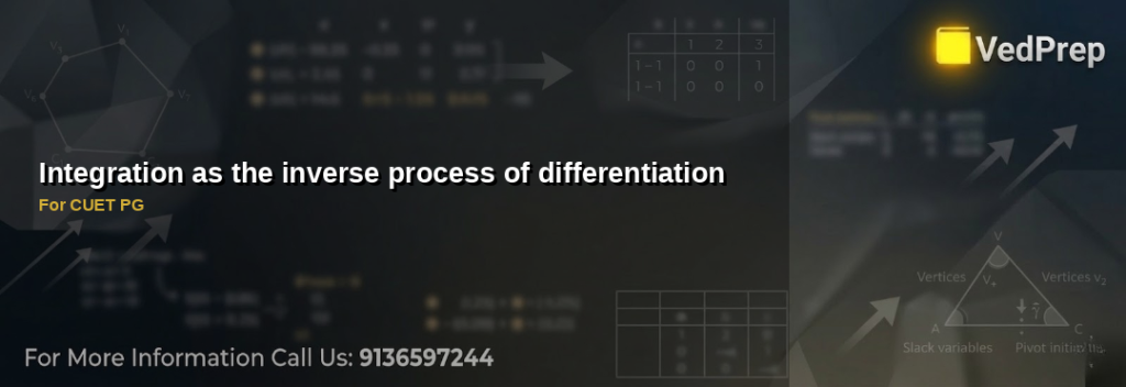 Integration as the inverse process of differentiation For CUET PG