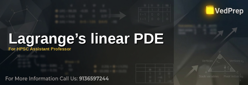 A detailed diagram illustrating the method of characteristics for solving Lagrange’s linear PDE with labeled variables x, y, z, and partial derivatives