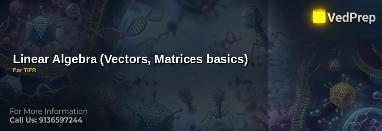 A detailed infographic explaining vectors matrices basics for TIFR exams with visual representations of vector operations and matrix transformations