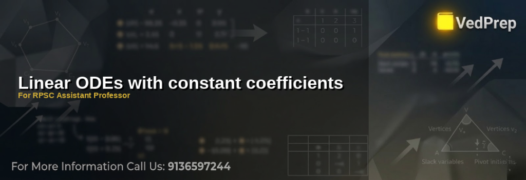 A detailed infographic explaining the step-by-step process of solving linear ODEs with constant coefficients for exam preparation