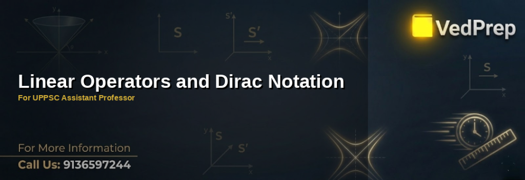 A detailed diagram illustrating linear operators and Dirac notation in quantum mechanics, essential for UPPSC Assistant Professor exam preparation