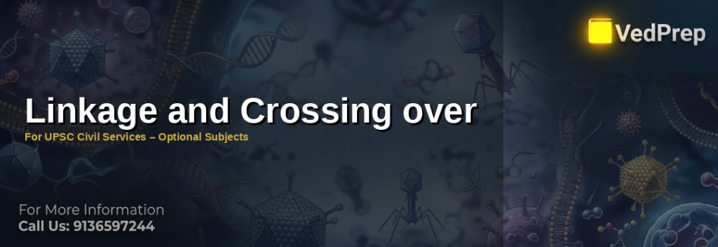 Scientist analyzing genetic linkage and crossing over under microscope for UPSC preparation
