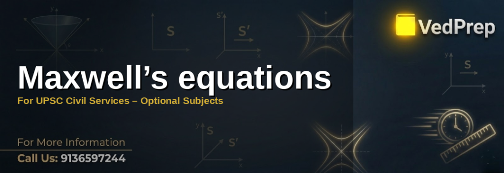 A detailed diagram illustrating Maxwell’s equations for UPSC Civil Services Optional Physics preparation