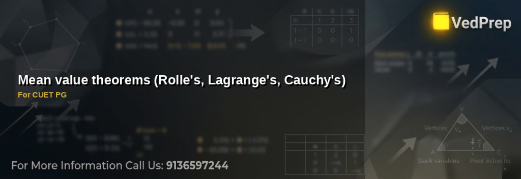 Understanding mean value theorems for CUET PG preparation with Rolle’s, Lagrange’s, and Cauchy’s theorems explained visually
