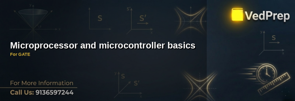 A detailed schematic diagram illustrating microprocessor basics including CPU architecture, bus systems, and memory interfacing for GATE preparation