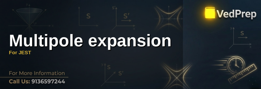 A detailed diagram illustrating multipole expansion for JEST, showing monopole, dipole, and quadrupole terms in electrostatics