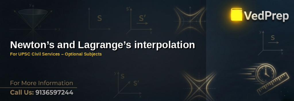 Newton and Lagrange interpolation formulas visualized with data points for UPSC exam preparation