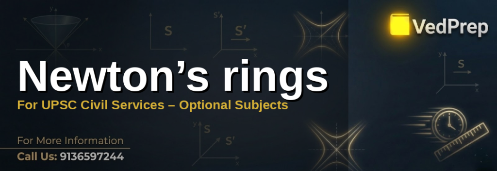 Newton’s rings interference pattern demonstrating bright and dark concentric rings between a lens and flat surface