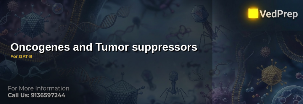 Illustration of oncogenes and tumor suppressors regulating cell growth and cancer progression
