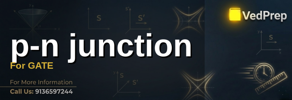 Detailed diagram of p-n junction for GATE with depletion region and biasing conditions