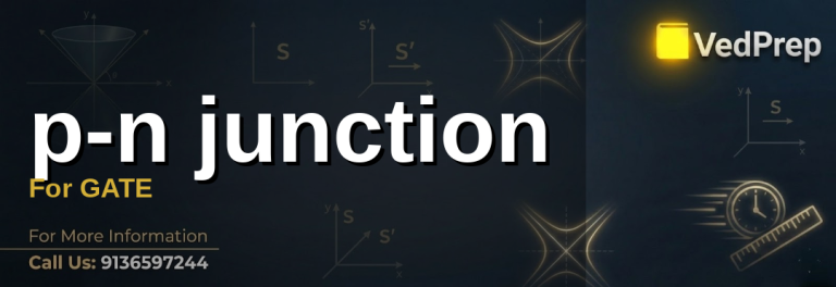 Detailed diagram of p-n junction for GATE with depletion region and biasing conditions