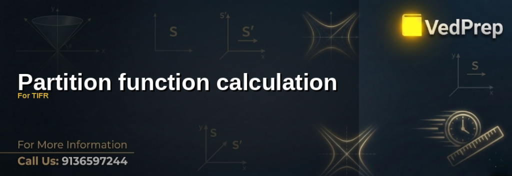 A detailed diagram illustrating the mathematical steps for partition function calculation in statistical mechanics for TIFR preparation