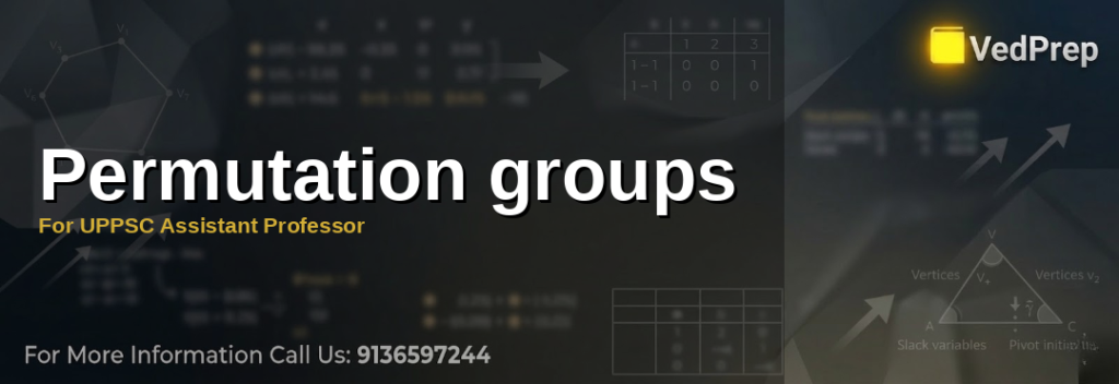 A mathematician analyzing permutation groups on a whiteboard with mathematical symbols and equations