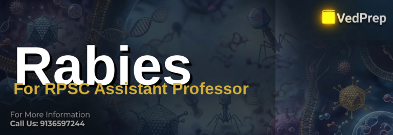 Essential rabies facts for RPSC Assistant Professor exam preparation showing virus structure and transmission pathways