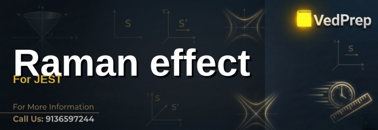 A detailed illustration of the Raman effect For JEST showing light scattering and molecular vibrations with a focus on vibrational energy shifts
