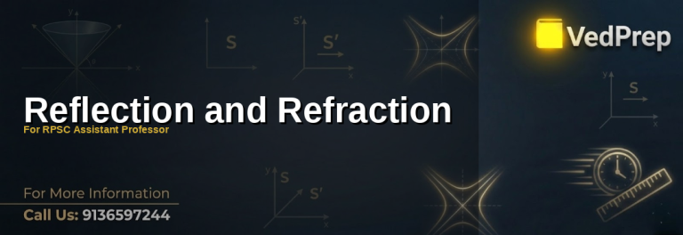 A detailed diagram illustrating the principles of reflection and refraction with labeled angles and media boundaries