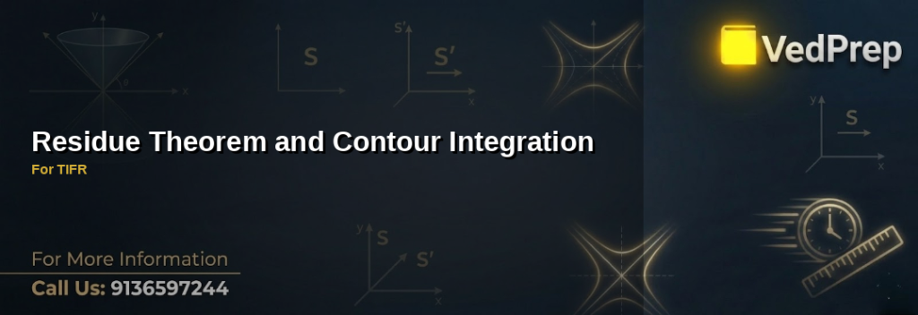A detailed diagram illustrating residue theorem and contour integration techniques for solving complex integrals in TIFR exams