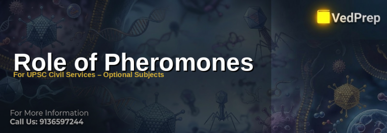 Scientist studying pheromones influence animal behavior under microscope for UPSC exam prep