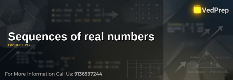 A detailed infographic explaining sequences of real numbers, convergence, and divergence for CUET PG preparation