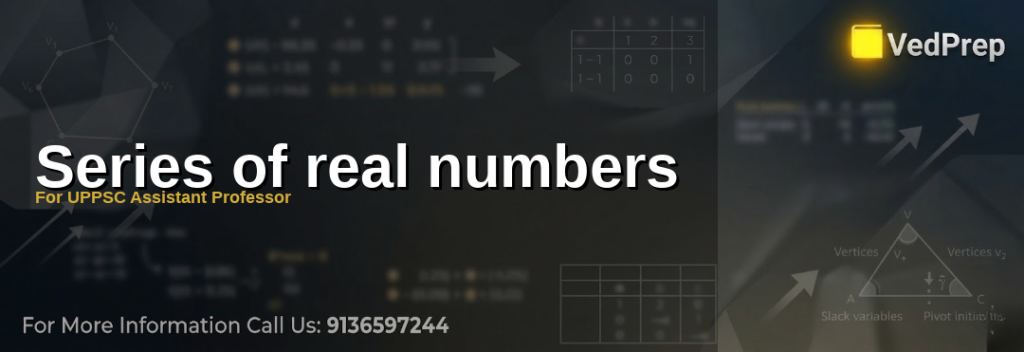 A mathematician analyzing series of real numbers with convergence diagrams on a chalkboard