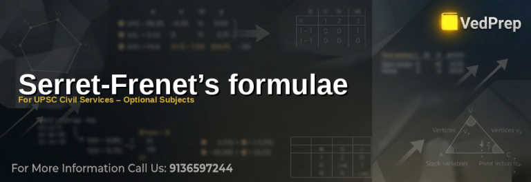Serret-Frenet’s formulae diagram showing tangent, normal and binormal vectors with curvature and torsion for UPSC Optional Maths preparation