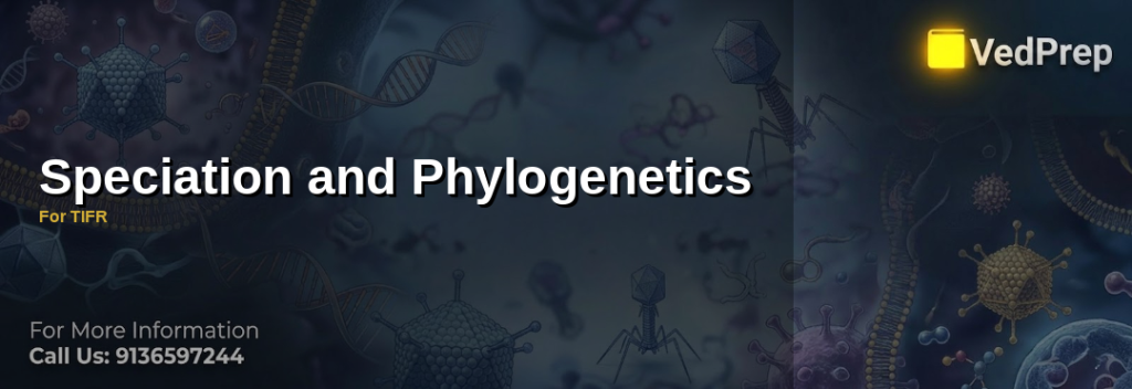 A detailed phylogenetic tree illustrating evolutionary relationships between species, essential for understanding speciation and phylogenetics for TIFR exams